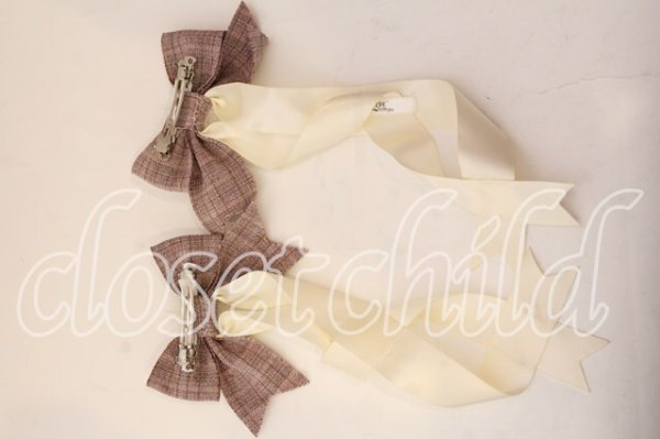 画像2: LOTUS ribbon / ツインテールリボンバレッタ  ピンク×アイボリー ファー O-25-12-26-054-EL-ZA-IG-OS (2)