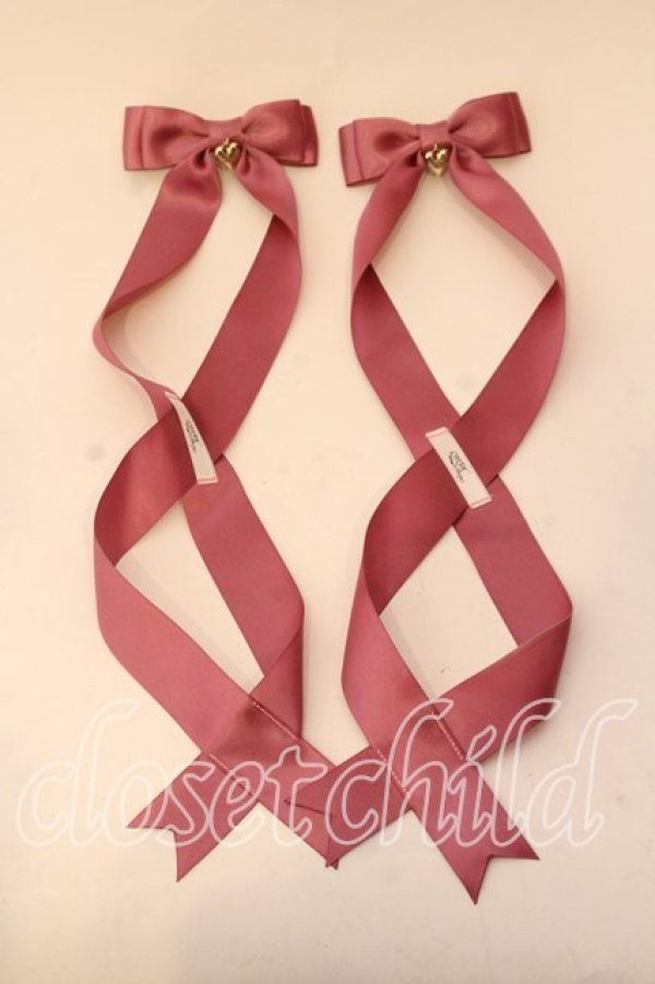画像1: LOTUS ribbon / ツインテールリボンバレッタ  ピンク×ハートチャーム O-25-12-26-057-EL-ZA-IG-OS (1)