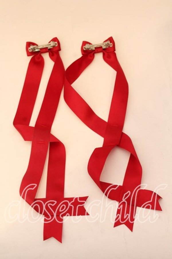 画像2: LOTUS ribbon / ツインテールリボンバレッタ  アカ O-25-12-26-058-EL-ZA-IG-OS (2)