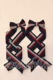 画像1: LOTUS ribbon / ツインテールリボンバレッタ  ネイビー×ストライプ O-25-12-26-062-EL-ZA-IG-OS (1)