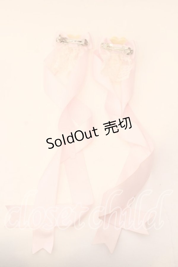 画像2: LOTUS ribbon / ツインテールリボンバレッタ  ピンク ウサギクッキー ジャボ O-25-12-26-065-EL-ZA-IG-OS (2)