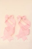 画像1: LOTUS ribbon / ツインテールリボンバレッタ  ピンクグログラン O-25-12-26-068-EL-ZA-IG-OS (1)