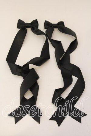 画像: LOTUS ribbon / ツインテールリボンバレッタ  クロ O-25-12-26-069-EL-ZA-IG-OS