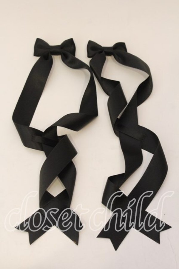 画像1: LOTUS ribbon / ツインテールリボンバレッタ  クロ O-25-12-26-069-EL-ZA-IG-OS (1)