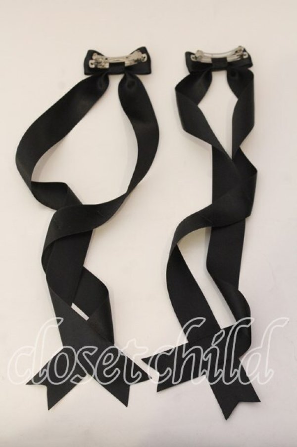 画像2: LOTUS ribbon / ツインテールリボンバレッタ  クロ O-25-12-26-069-EL-ZA-IG-OS (2)