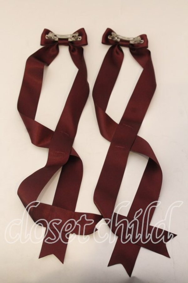 画像2: LOTUS ribbon / ツインテールリボンバレッタ  ワイン O-25-12-26-070-EL-ZA-IG-OS (2)
