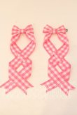 画像1: LOTUS ribbon / ツインテールリボンバレッタ  ピンク×シロギンガム O-25-12-26-071-EL-ZA-IG-OS (1)