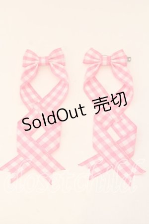 画像: LOTUS ribbon / ツインテールリボンバレッタ  ピンク×シロギンガム O-25-12-26-071-EL-ZA-IG-OS