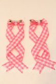 画像2: LOTUS ribbon / ツインテールリボンバレッタ  ピンク×シロギンガム O-25-12-26-071-EL-ZA-IG-OS (2)