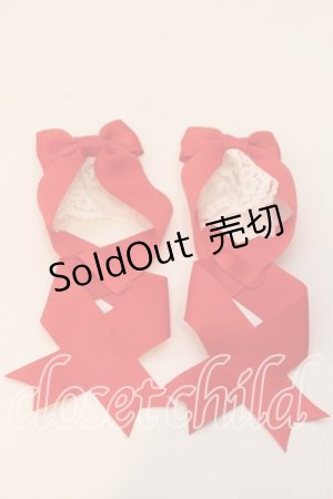 画像: LOTUS ribbon / ツインテールリボンバレッタ  アカ×ジャボ風 O-25-12-26-073-EL-ZA-IG-OS