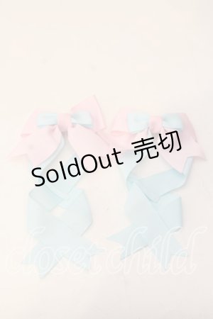 画像: LOTUS ribbon / ツインテールリボンバレッタ  ピンク×サックス O-25-12-26-074-EL-ZA-IG-OS
