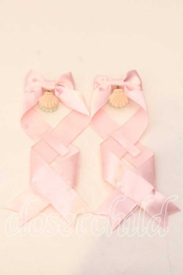 画像1: LOTUS ribbon / ツインテールリボンバレッタ  ピンク×シェルモチーフ O-25-12-26-075-EL-ZA-IG-OS (1)