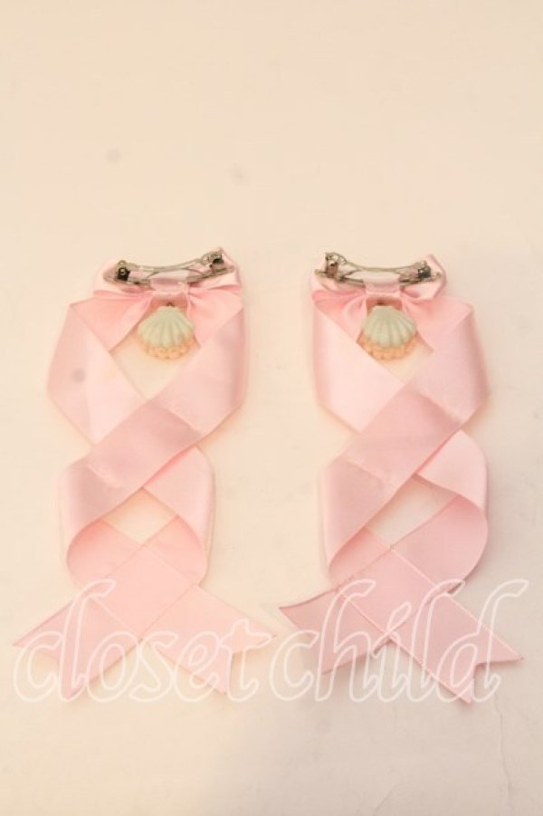 画像2: LOTUS ribbon / ツインテールリボンバレッタ  ピンク×シェルモチーフ O-25-12-26-075-EL-ZA-IG-OS (2)