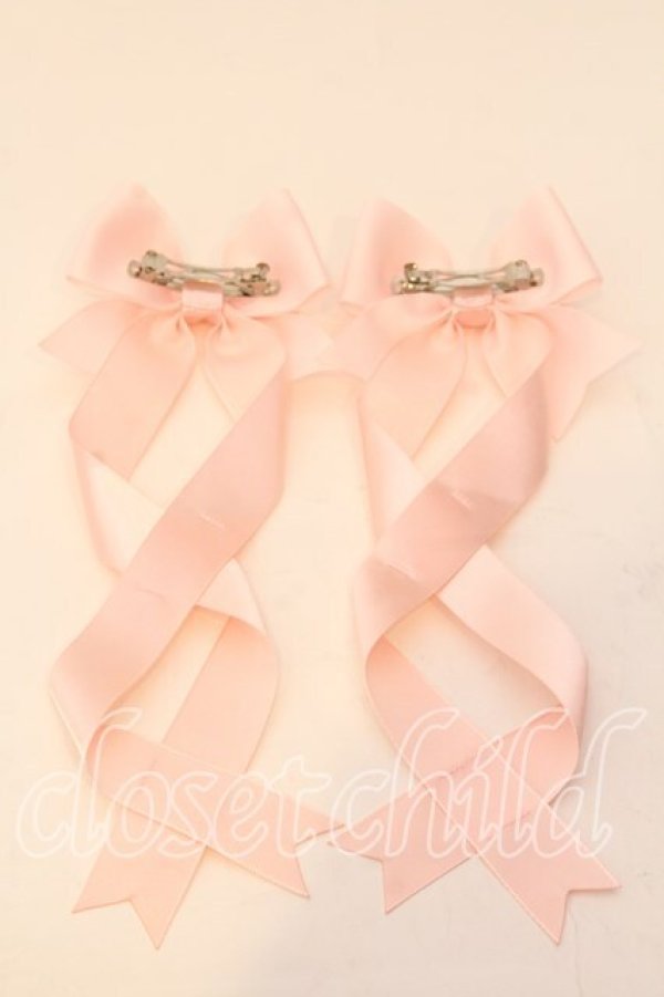 画像2: LOTUS ribbon / ツインテールリボンバレッタ  ピンク グログラン×サテン O-25-12-26-076-EL-ZA-IG-OS (2)