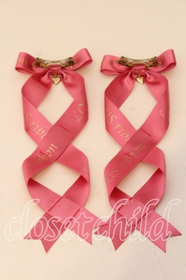 画像2: LOTUS ribbon / ツインテールリボンバレッタ  濃ピンクロゴ O-25-12-26-077-EL-ZA-IG-OS (2)