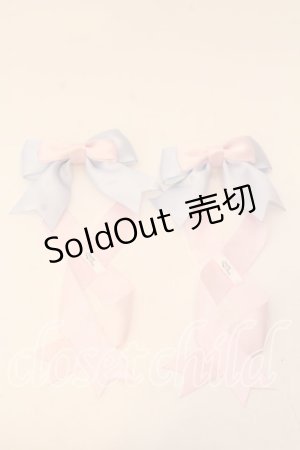 画像: LOTUS ribbon / ツインテールリボンバレッタ  サックス×ピンク O-25-12-26-079-EL-ZA-IG-OS