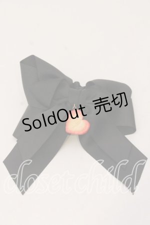 画像: LOTUS ribbon / リボン ガーターリング  クロ×イチゴチャーム O-25-12-26-080-EL-AC-IG-ZT0110C