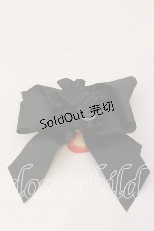 画像2: LOTUS ribbon / リボン ガーターリング  クロ×イチゴチャーム O-25-12-26-080-EL-AC-IG-ZT0110C (2)