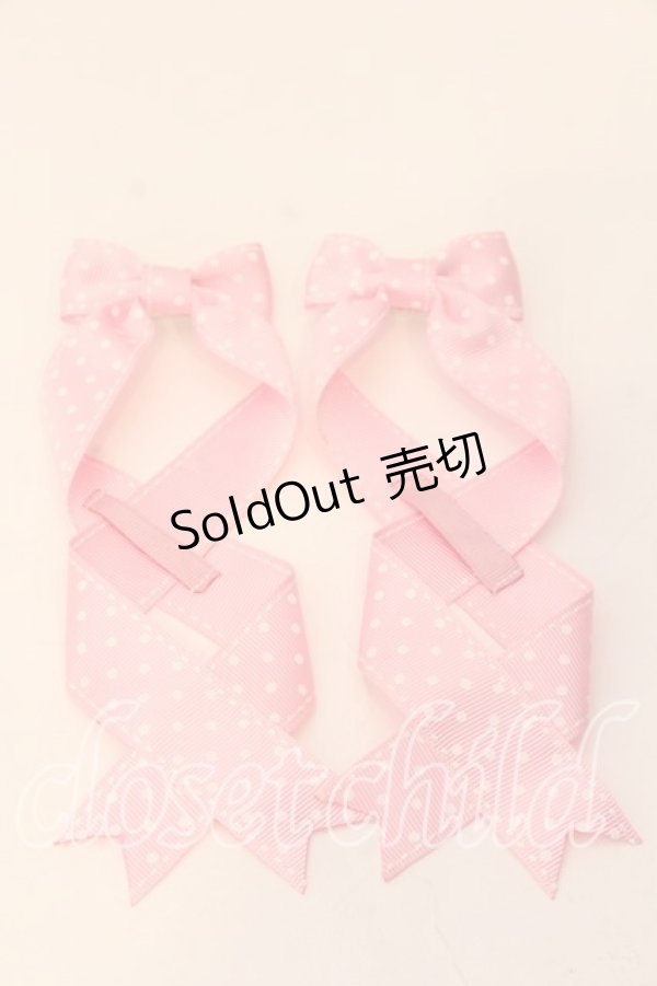 画像1: LOTUS ribbon / ツインテールリボンバレッタ  ピンク水玉 O-25-12-26-081-EL-ZA-IG-OS (1)