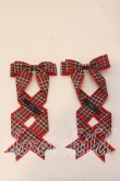 画像1: LOTUS ribbon / ツインテールリボンバレッタ  アカタータンチェック O-25-12-26-082-EL-ZA-IG-OS (1)