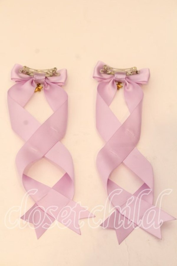 画像2: LOTUS ribbon / ツインテールリボンバレッタ  ラベンダー×スターチャーム O-25-12-26-084-EL-ZA-IG-OS (2)