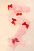 画像1: LOTUS ribbon / リボン ガーターリング  ピンク×アカ O-25-12-26-086-EL-AC-IG-OS (1)