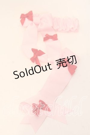 画像: LOTUS ribbon / リボン ガーターリング  ピンク×アカ O-25-12-26-086-EL-AC-IG-ZT0110C