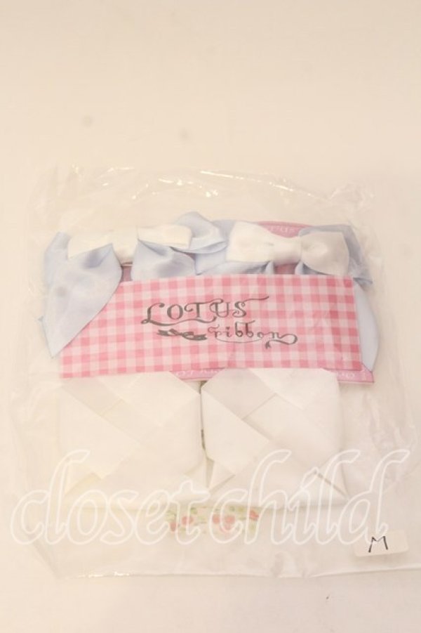 画像1: LOTUS ribbon / ツインテールリボンバレッタ  シロ×サックス O-25-12-26-088-EL-ZA-IG-OS (1)