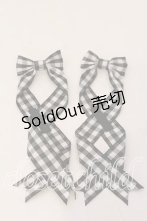 画像: LOTUS ribbon / ツインテールリボンバレッタ  クロ×シロギンガム O-25-12-26-090-EL-ZA-IG-OS
