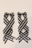 画像2: LOTUS ribbon / ツインテールリボンバレッタ  クロ×シロギンガム O-25-12-26-090-EL-ZA-IG-OS (2)