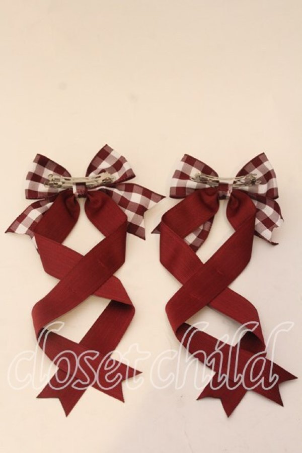 画像2: LOTUS ribbon / ツインテールリボンバレッタ  ワイングログラン×ギンガム O-25-12-26-091-EL-ZA-IG-OS (2)