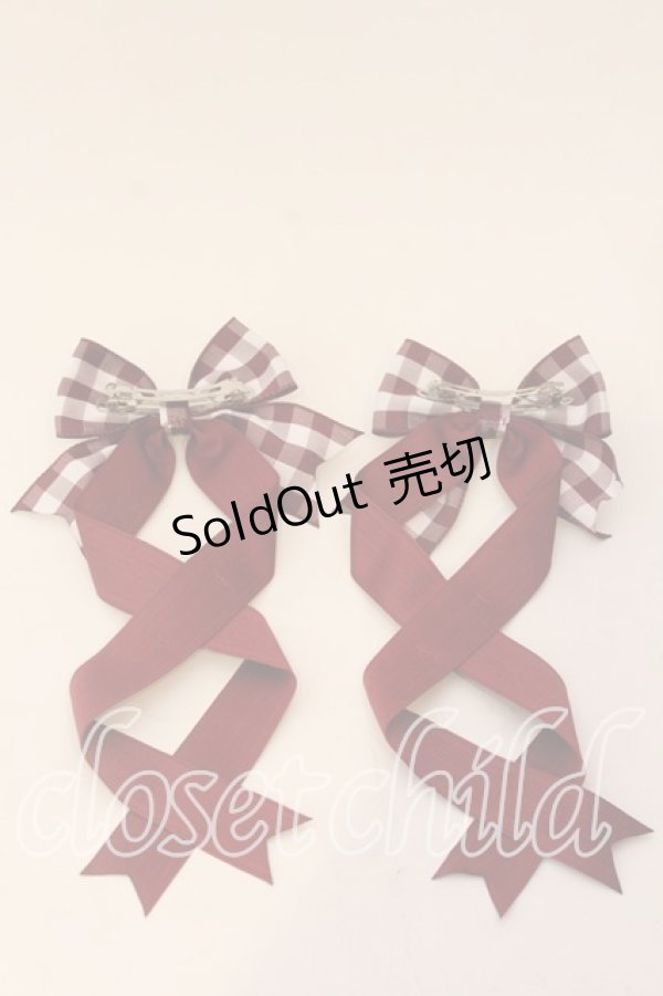 画像2: LOTUS ribbon / ツインテールリボンバレッタ  ワイングログラン×ギンガム O-25-12-26-091-EL-ZA-IG-OS (2)