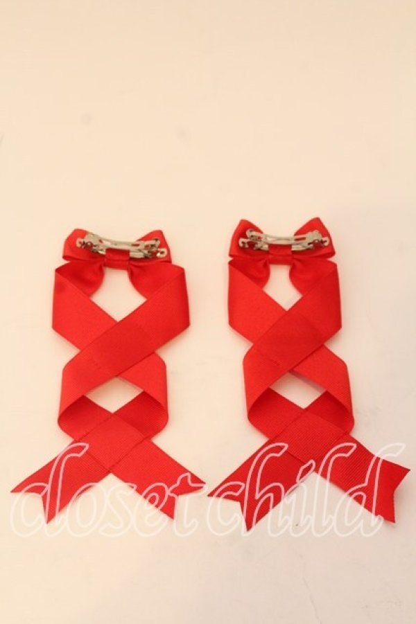 画像2: LOTUS ribbon / ツインテールリボンバレッタ  アカ O-25-12-26-092-EL-ZA-IG-OS (2)