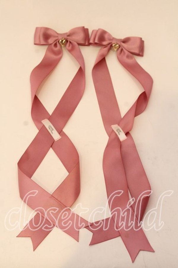 画像1: LOTUS ribbon / ツインテールリボンバレッタ  濃ピンク ハートチャーム O-25-12-26-094-EL-ZA-IG-OS (1)