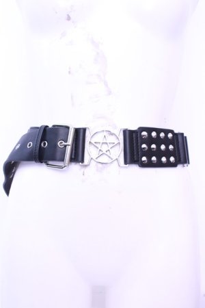 画像: KILL STAR / ペンタグラムスタッズベルト  ブラックｘシルバー O-25-12-26-1001-SL-ZA-YM-OS