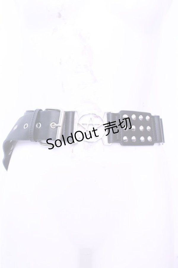 画像1: KILL STAR / ペンタグラムスタッズベルト  ブラックｘシルバー O-25-12-26-1001-SL-ZA-YM-ZT487 (1)