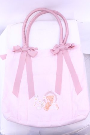 画像: m petit by misako / ラビットベアプリントトートバッグ  ピンク O-25-12-26-1045-LO-BG-OW-OS