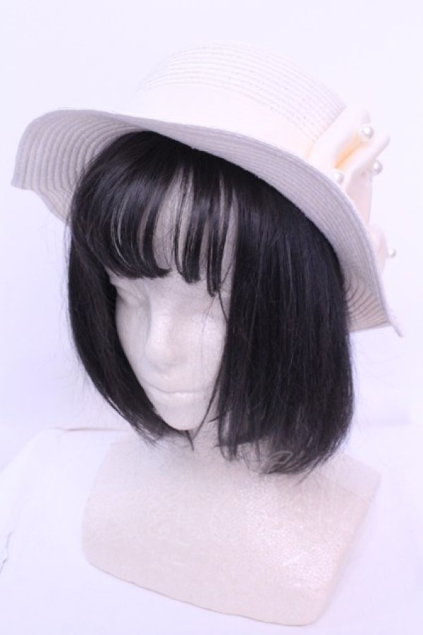 画像1: m petit by misako / TT*AMPLリボンカンカン帽 57.5ｃｍ アイボリー O-25-12-26-1006-LO-AC-OW-OS (1)