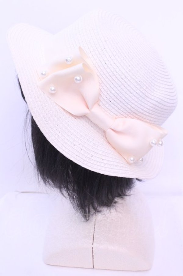 画像2: m petit by misako / TT*AMPLリボンカンカン帽 57.5ｃｍ アイボリー O-25-12-26-1006-LO-AC-OW-OS (2)