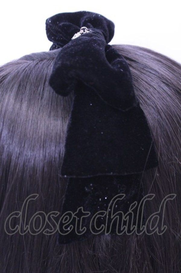 画像2: MILK / ラメベロアリボンカチューシャ  クロ O-25-12-26-1059-ML-AC-OW-OS (2)