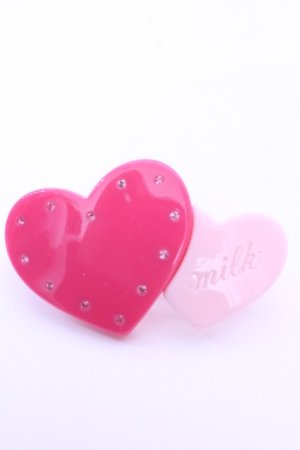 画像: MILK / ダブルハートバレッタ  ピンク×濃ピンク O-25-12-26-1072-ML-AC-OW-OS