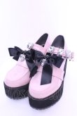 画像1: DearMyLove / キラキラビジューリボン厚底ローファー 23.0ｃｍ ピンク O-25-12-26-1081-EL-SH-OW-OS (1)