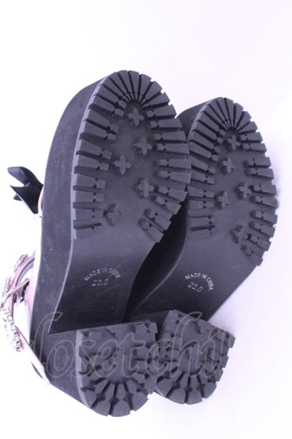 画像4: DearMyLove / キラキラビジューリボン厚底ローファー 23.0ｃｍ ピンク O-25-12-26-1081-EL-SH-OW-OS (4)