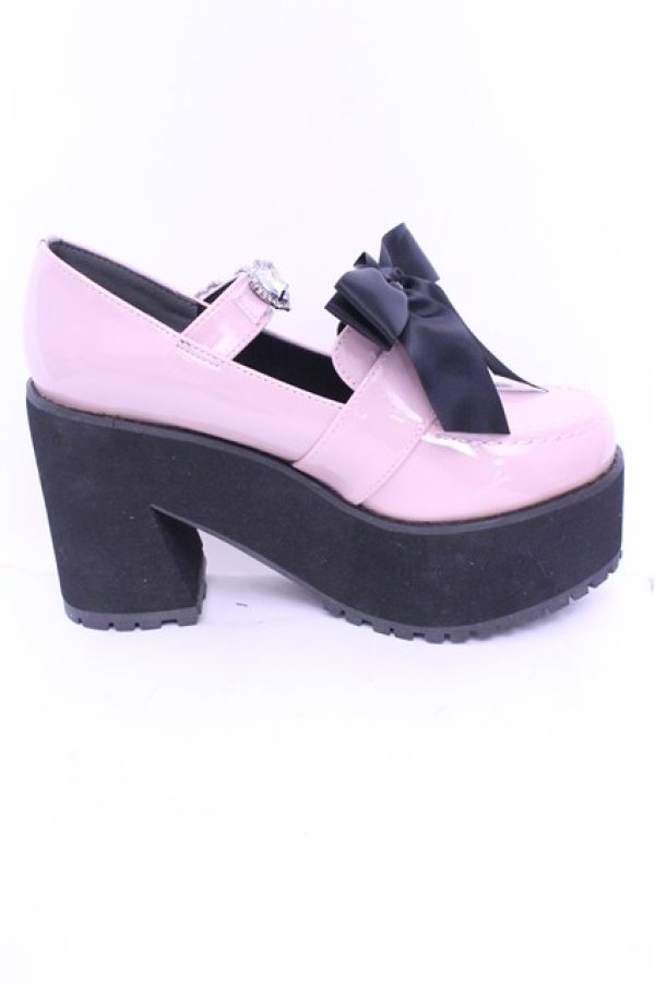 画像5: DearMyLove / キラキラビジューリボン厚底ローファー 23.0ｃｍ ピンク O-25-12-26-1081-EL-SH-OW-OS (5)