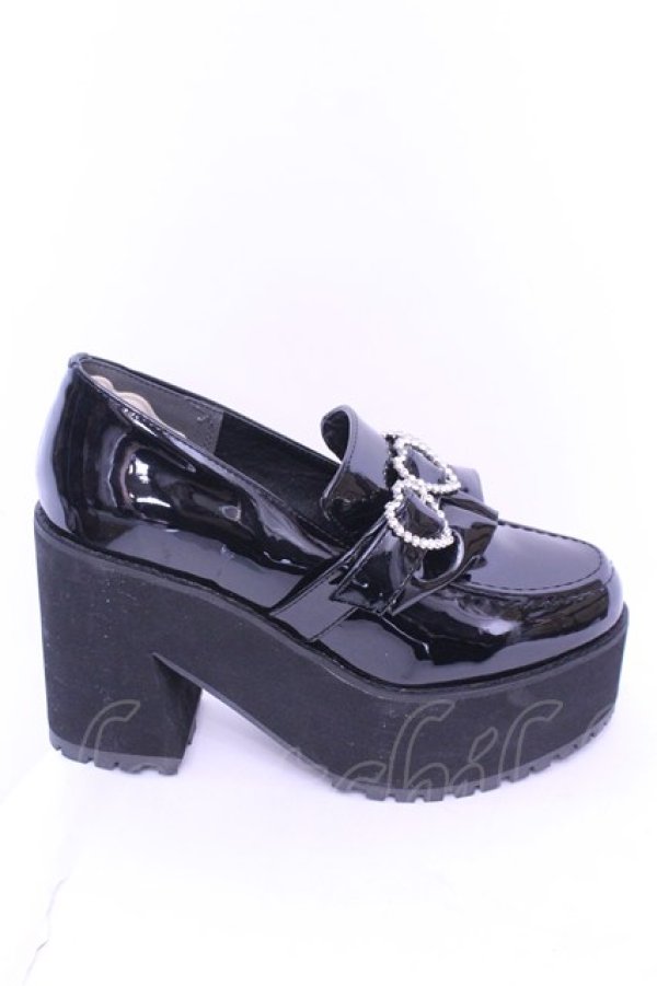 画像7: DearMyLove / キラキラストーンバックル厚底ローファー 23.5ｃｍ クロ O-25-12-26-1082-EL-SH-OW-OS (7)