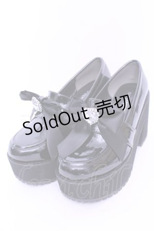 画像: DearMyLove / ビジューリボン厚底ローファー 23.0ｃｍ クロ O-25-12-26-1083-EL-SH-OW-OS