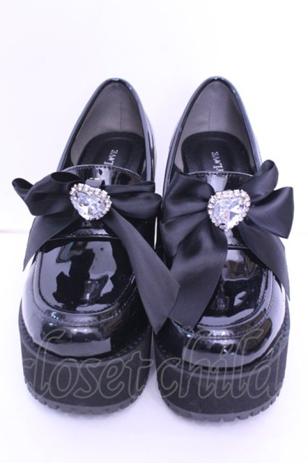 画像2: DearMyLove / ビジューリボン厚底ローファー 23.0ｃｍ クロ O-25-12-26-1083-EL-SH-OW-OS (2)