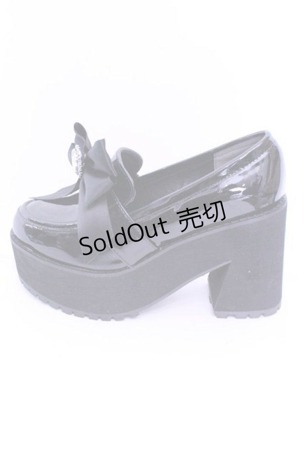 画像6: DearMyLove / ビジューリボン厚底ローファー 23.0ｃｍ クロ O-25-12-26-1083-EL-SH-OW-OS (6)