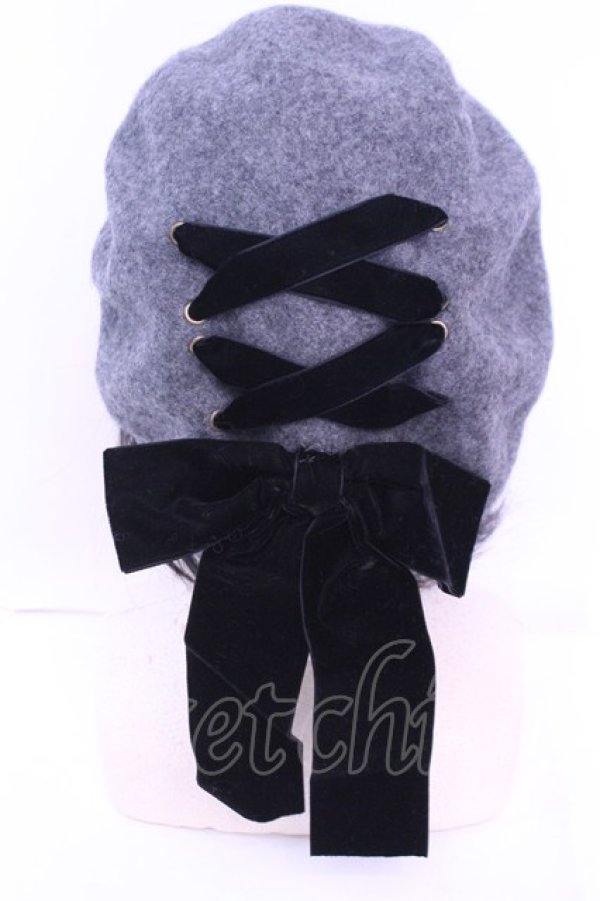 画像2: m petit by misako / サンリオキャラクターズコラボ クロミ リボンベレー  グレーｘブラック O-25-12-26-1017-LO-AC-YM-OS (2)