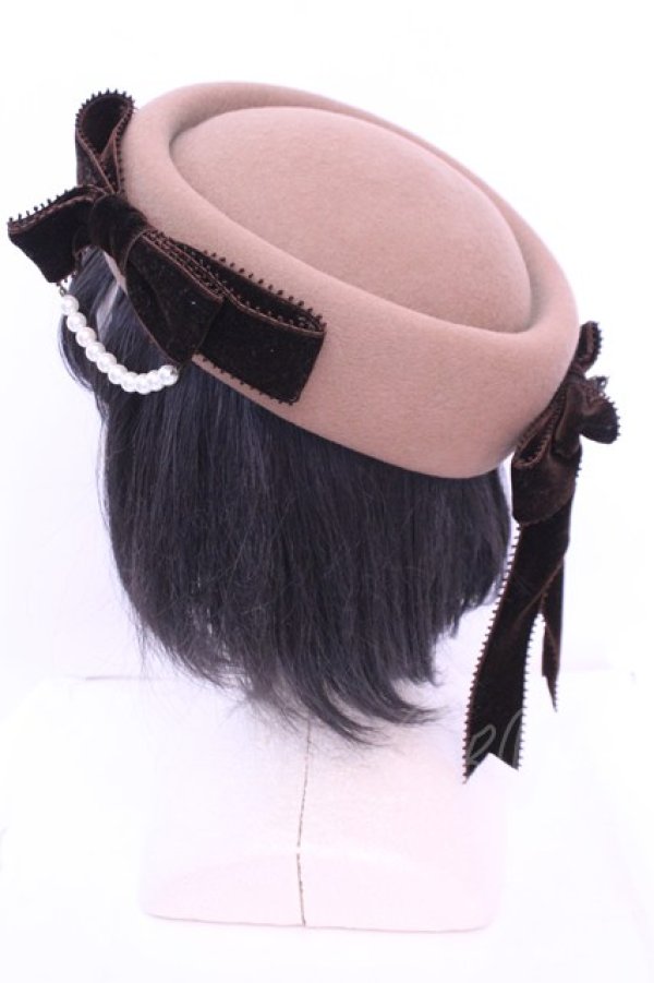 画像2: ALICE and the PIRATES / パールリボントーク帽  ブラウン系 O-25-12-26-1018-PA-AC-IG-OS (2)